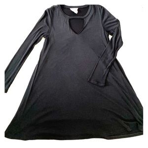 Black Swing Dress with Neckline Detail